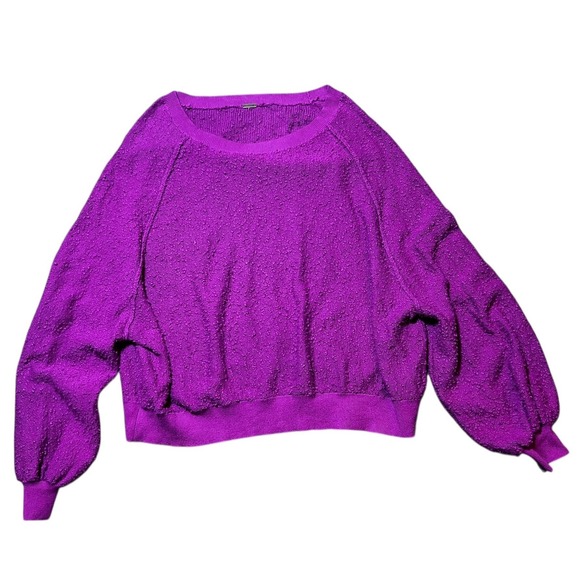 Free People Sweaters - Free People Sweater‎ Found My Friend Boucle Pullover Wild Aster Small Oversized